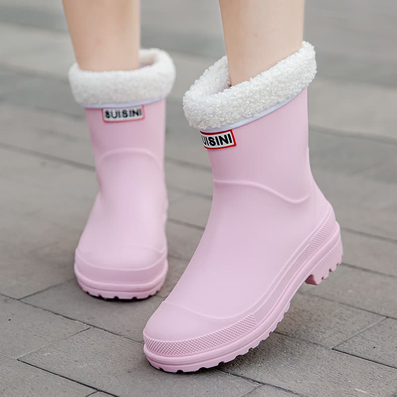 All-season adult rain boots, fashionable outdoor wear, women's mid-calf non-slip waterproof shoes, rain boots, overshoes, outdoor 8