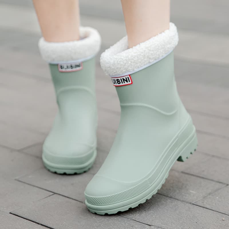 All-season adult rain boots, fashionable outdoor wear, women's mid-calf non-slip waterproof shoes, rain boots, overshoes, outdoor 9