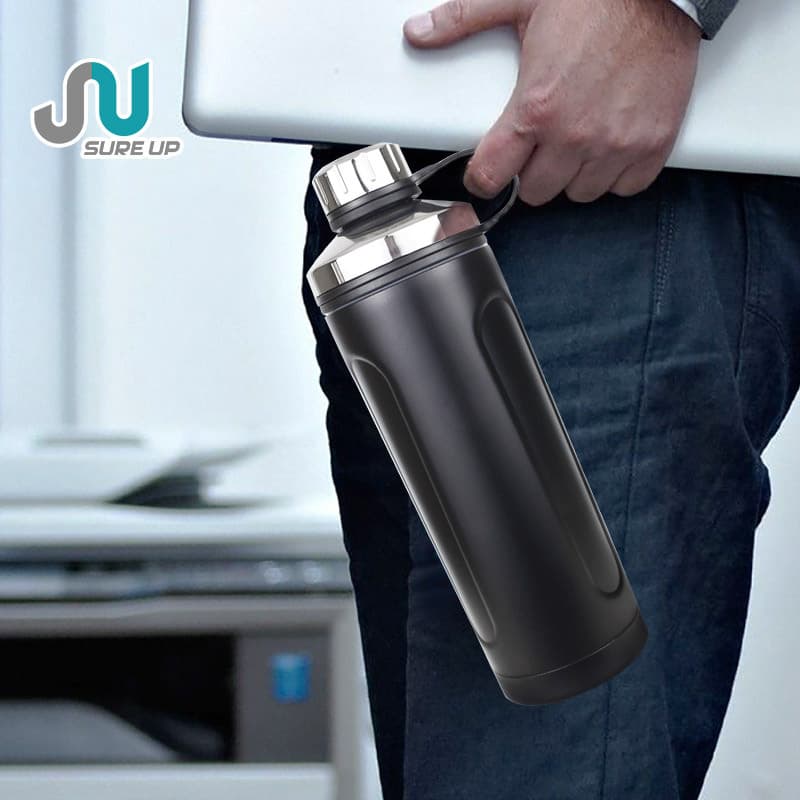 Outdoor sports gym portable vacuum insulated wide mouth sports water bottle flask double wall stainless steel thermos 1