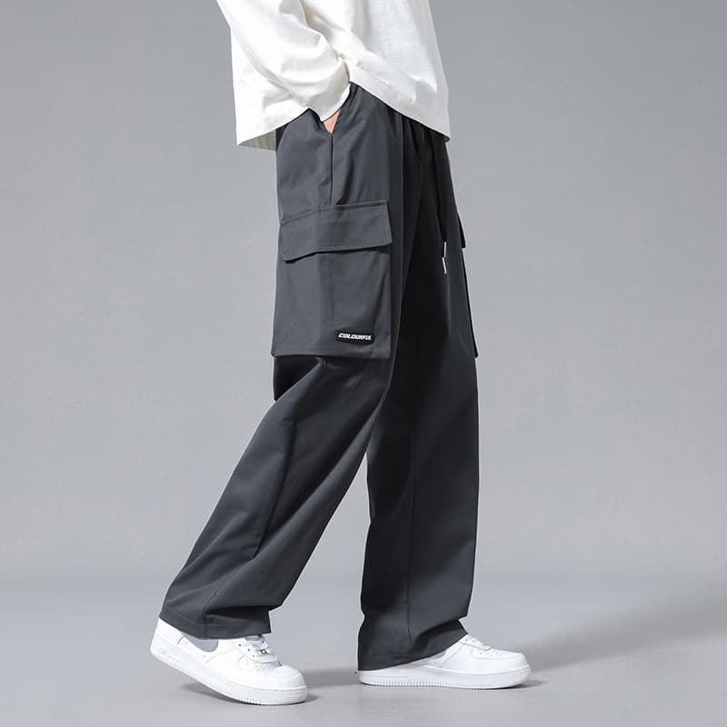 Straight overalls boys' pants spring and autumn 2024 thin trendy brand loose drape casual trousers 3