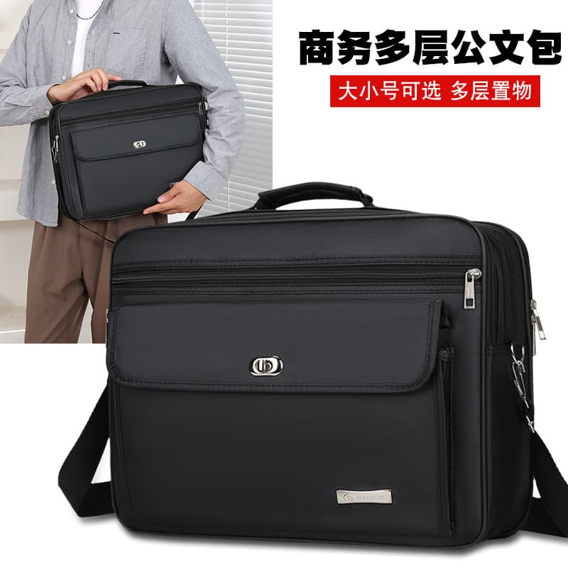 Cross-border business briefcase men's bag large capacity shoulder crossbody bag simple wear-resistant printable logo laptop bag 2