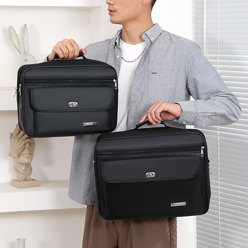 Cross-border business briefcase men's bag large capacity shoulder crossbody bag simple wear-resistant printable logo laptop bag 3