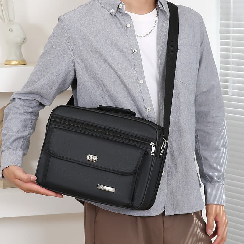 Cross-border business briefcase men's bag large capacity shoulder crossbody bag simple wear-resistant printable logo laptop bag 4