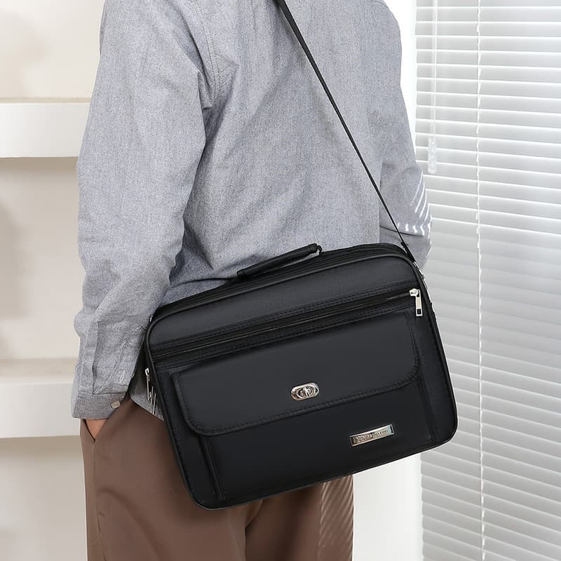 Cross-border business briefcase men's bag large capacity shoulder crossbody bag simple wear-resistant printable logo laptop bag 5