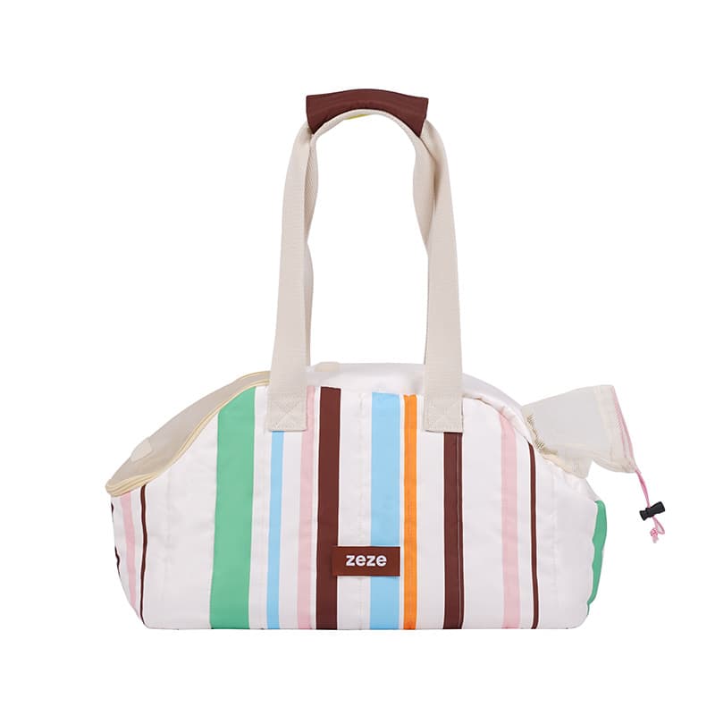 zeze Casual Cat Bag Going Out Portable Bag Back Cat Bag Contrast Color Striped Outing Cat Bag Portable Crossbody Cat Artifact 8