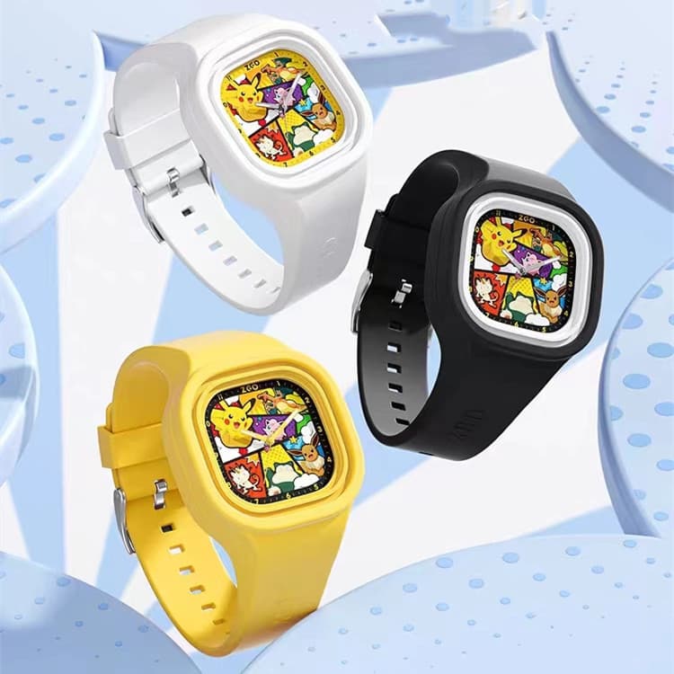 Cross-border new Pikachu square silicone watch boys and children cartoon silicone handmade factory direct supply 3