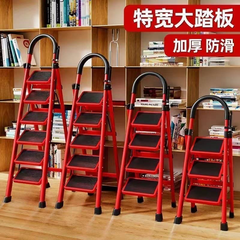 Ladder household folding ladder thickened carbon steel herringbone ladder mobile staircase telescopic ladder step ladder multi-functional indoor ladder 1
