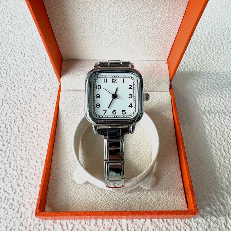 Elastic stainless steel men's and women's round watches, fashionable, simple and trendy, men's and women's quartz watches, bracelets, chain watches 4