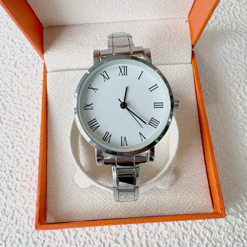 Elastic stainless steel men's and women's round watches, fashionable, simple and trendy, men's and women's quartz watches, bracelets, chain watches 5