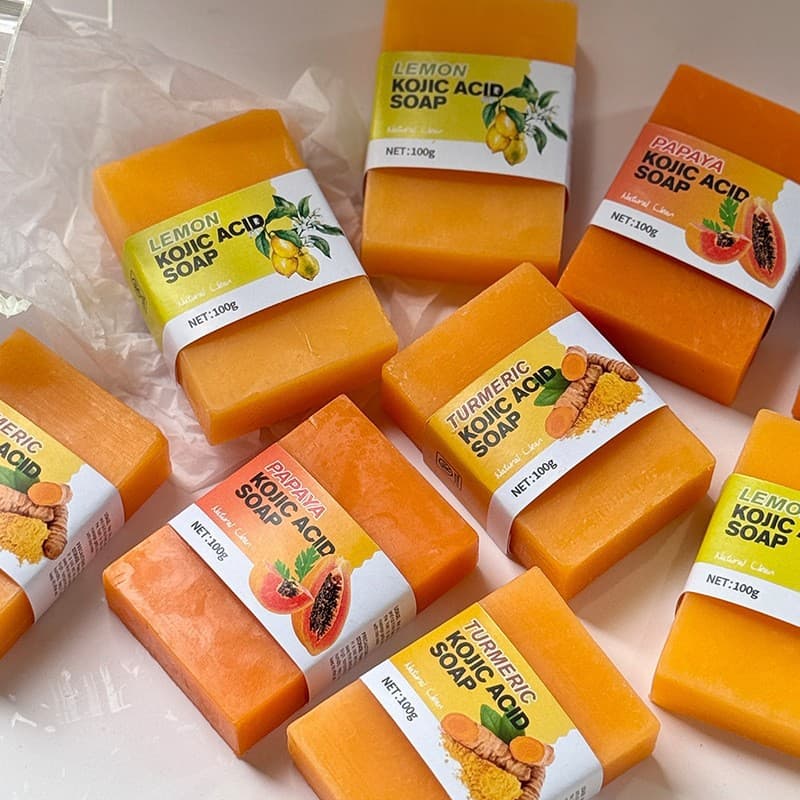 Cross-border foreign trade kojic acid lemon ginger papaya handmade soap Europe, America and Africa whole body skin beauty fragrance essential oil soap 5