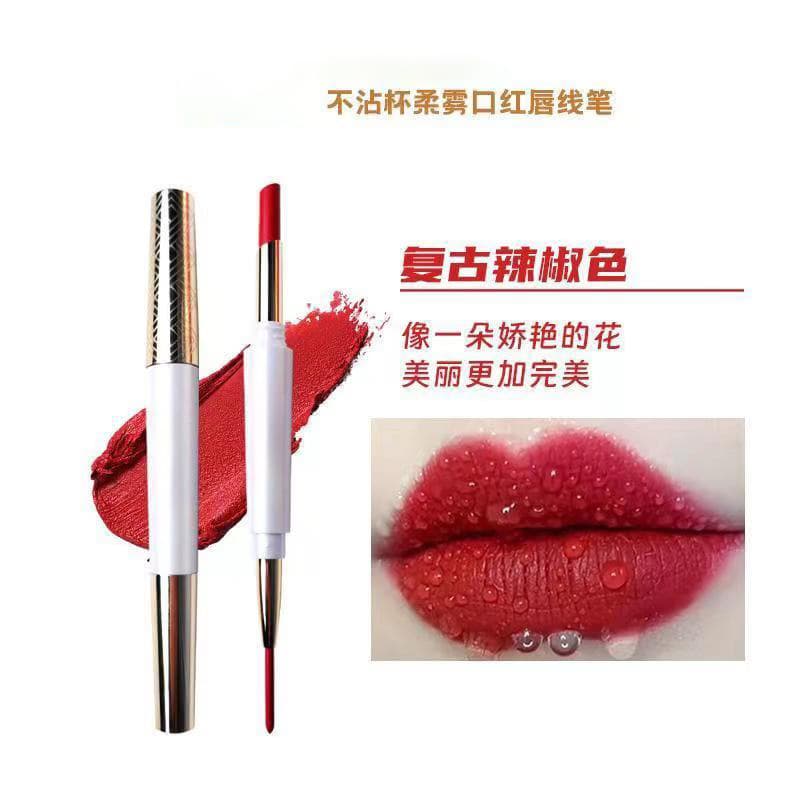 Popular urban double-ended lipstick lip liner waterproof non-stick cup non-fading matte non-fading long-lasting whitening for women 10