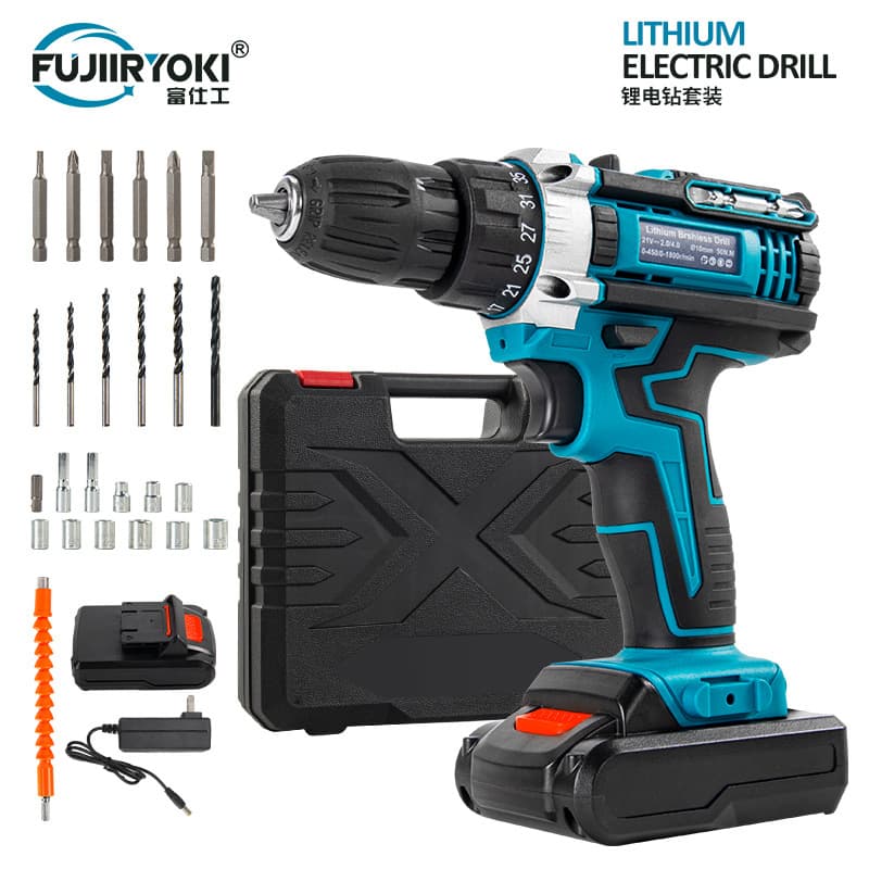 Multi-function 21V rechargeable impact drill lithium battery cross-border flashgun drill electric screwdriver electric drill set 1