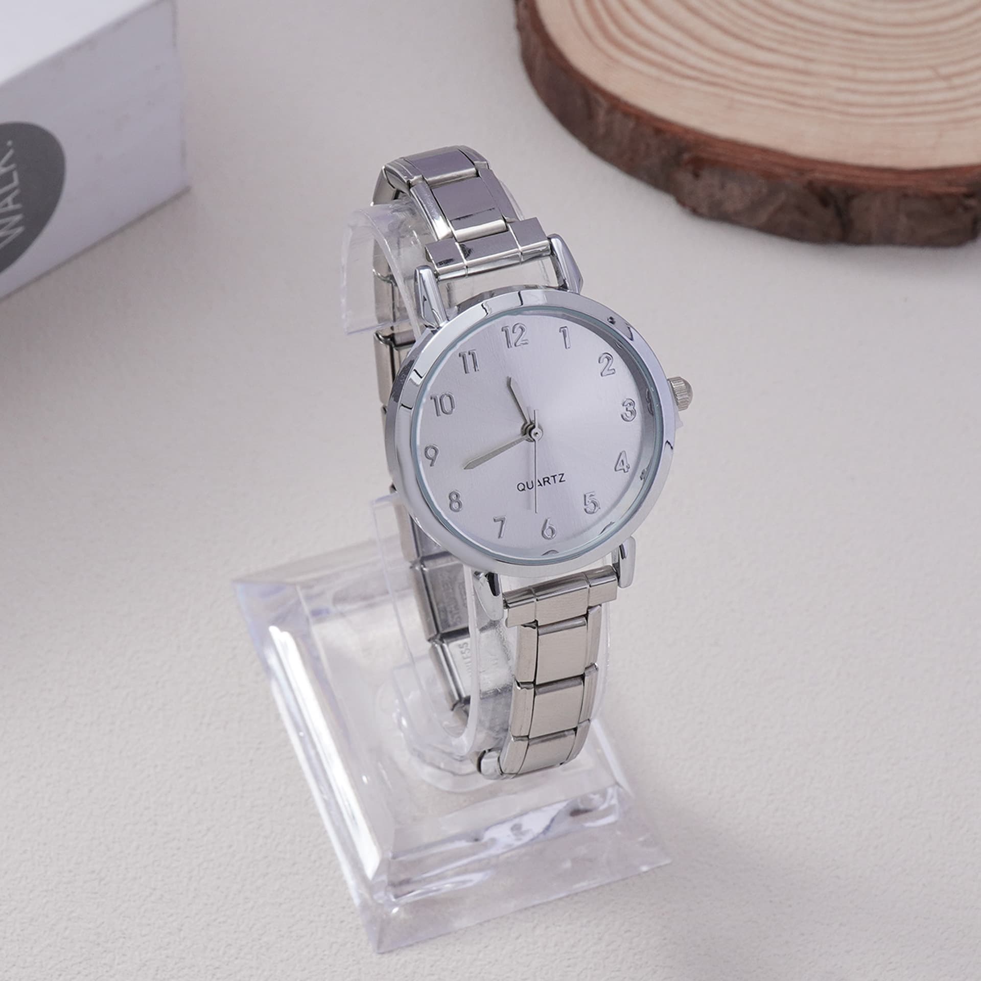 Korean fashion women's watch rhinestone square elastic small temperament bracelet starry casual student quartz watch 9