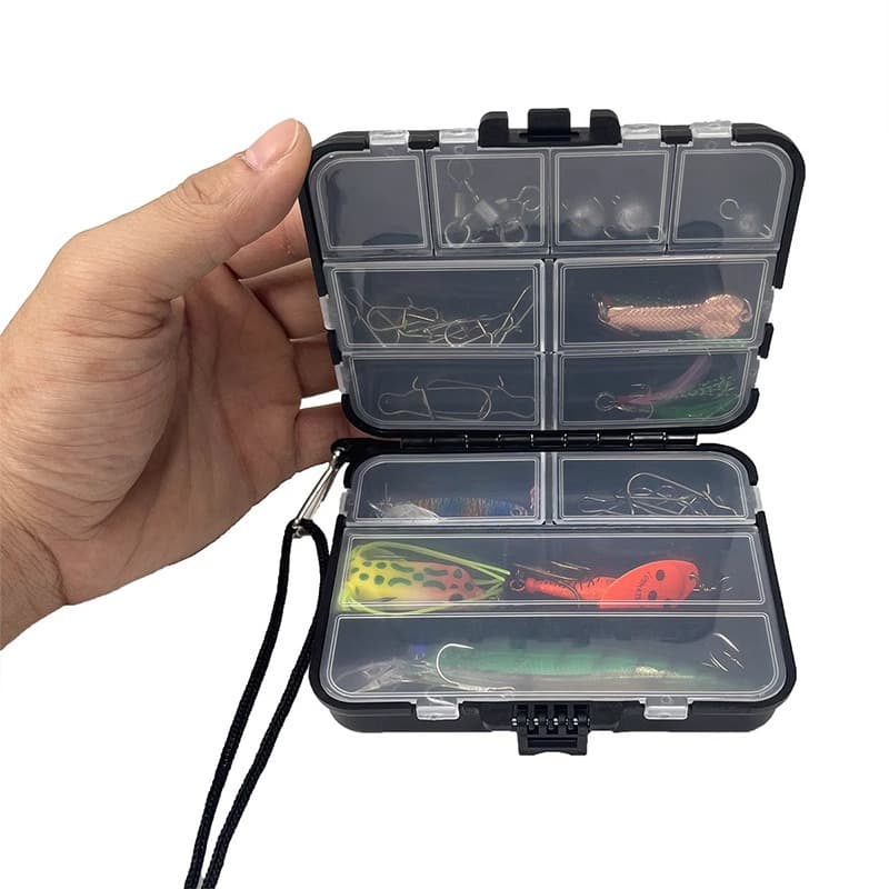Lure bait box, fishing accessories storage box, double-layer portable fake bait, soft bait, sequined minnow lead head hook, fishing gear supplies 6
