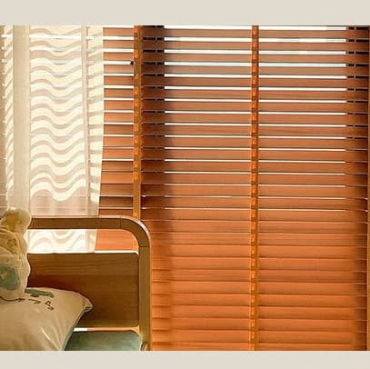Carefully selected basswood solid wood wooden blinds to block light, mid-century style balcony study bedroom, punch-free drawstring blinds 9