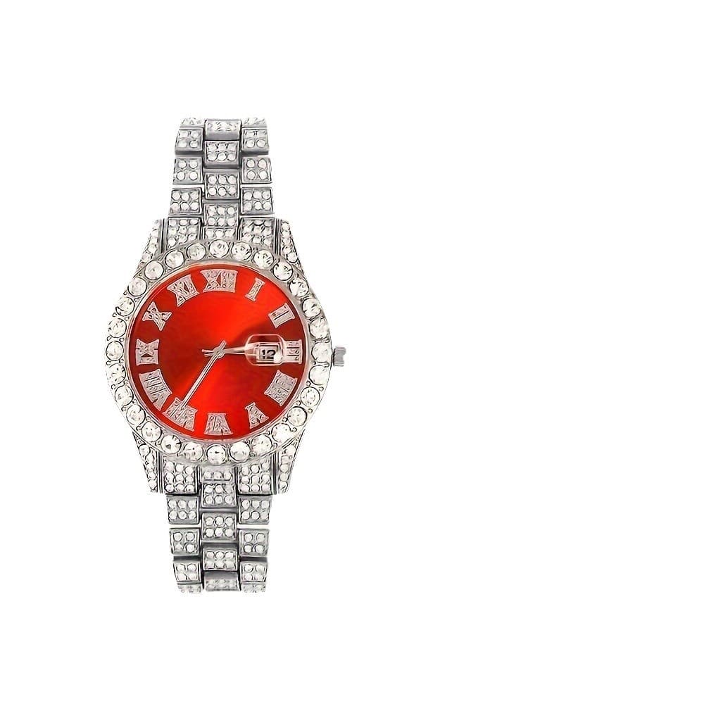 TEMU’s popular diamond-encrusted luxury steel band quartz watch and diamond-encrusted hip-hop Cuban bracelet matching watch 6