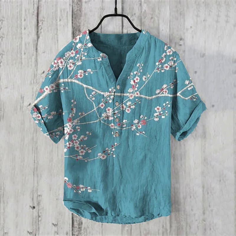 Manufacturer cross-border European and American men's shirts 3D printing summer large size short-sleeved three-button POLO shirt 1