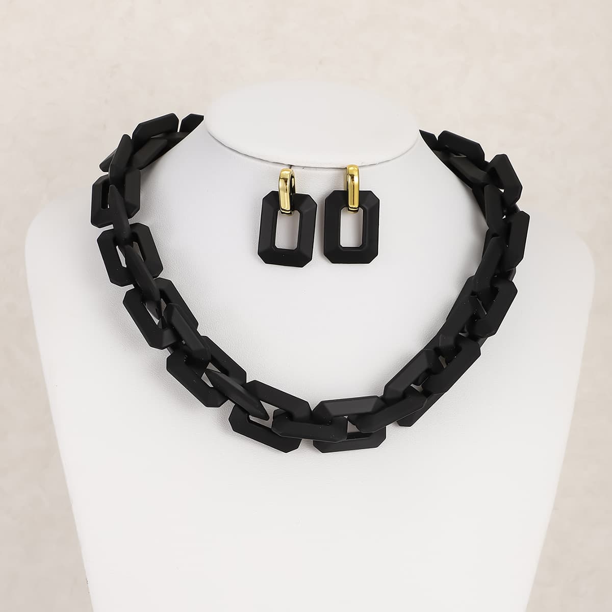 ins style necklace retro exaggerated hip hop style chain necklace earrings jewelry set metal necklace earrings 1