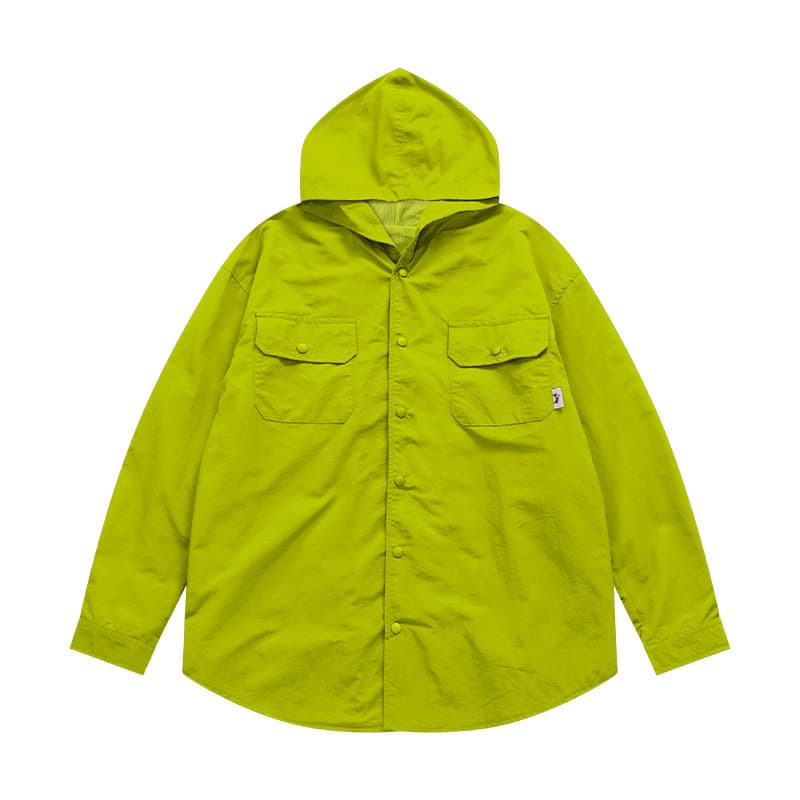Jie Zhan Men's Clothing | Fine plaid water repellent hooded shirt 2026 spring coat outdoor work jacket tops for women 9