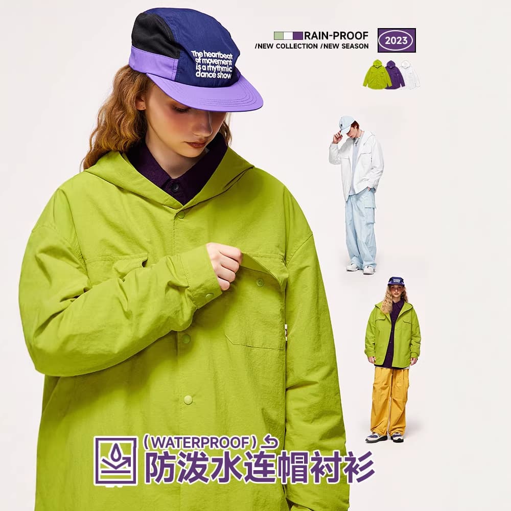 Jie Zhan Men's Clothing | Fine plaid water repellent hooded shirt 2026 spring coat outdoor work jacket tops for women 1