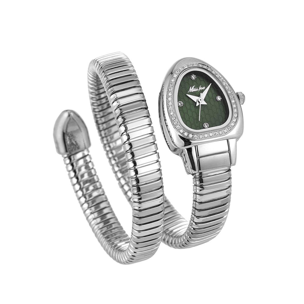 MISSFOX watch, new fashionable and elegant high-end snake head inlaid with diamond gold snake-shaped winding ladies watch 7