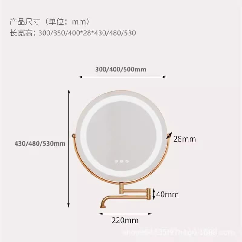 2024 New Telescopic Folding Rotating Makeup Mirror Multifunctional Dressing Table HD LED Light Foldable Light Luxury LED 5