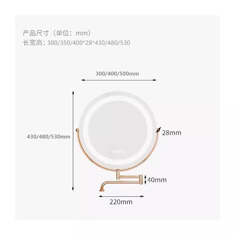 2024 New Telescopic Folding Rotating Makeup Mirror Multifunctional Dressing Table HD LED Light Foldable Light Luxury LED 6