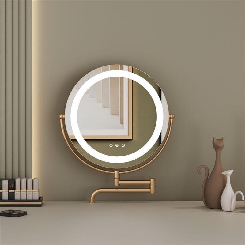 2024 New Telescopic Folding Rotating Makeup Mirror Multifunctional Dressing Table HD LED Light Foldable Light Luxury LED 7