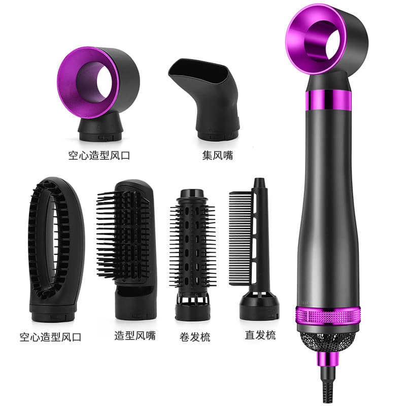 Customizable high-speed hair dryer straight hair comb electric curling wand blow comb six-in-one negative ion styling hair dryer 9