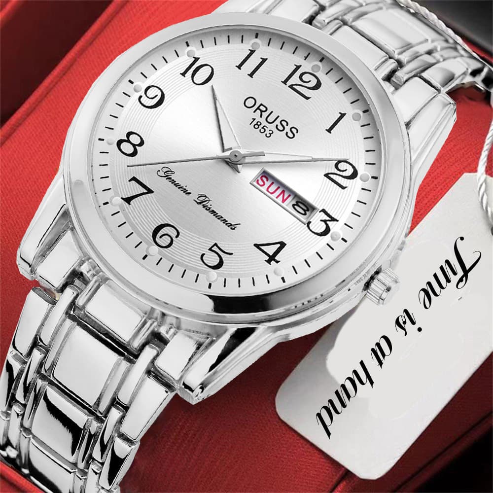 Men's fashionable and versatile quartz watch fully automatic movement luminous waterproof dual calendar watch men's large digital elderly watch