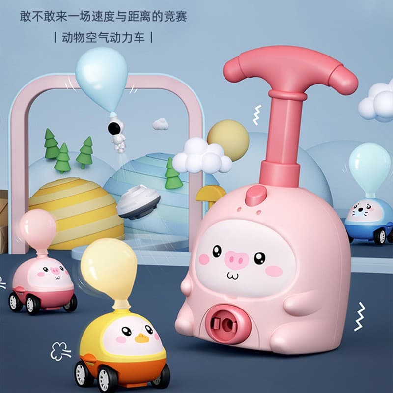 Douyin animal aerodynamic car diy flying piggy balloon educational toys wholesale push scooter 2