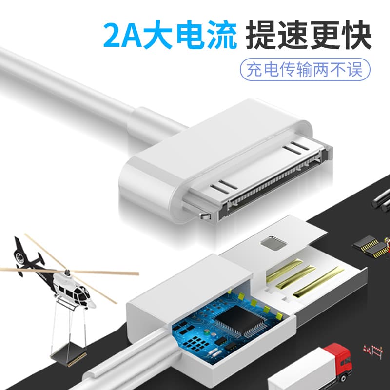 Suitable for iphone4s data cable, apple 4 charging cable, ipad2, apple mobile phone, ipod old model, wide mouth and wide head 3
