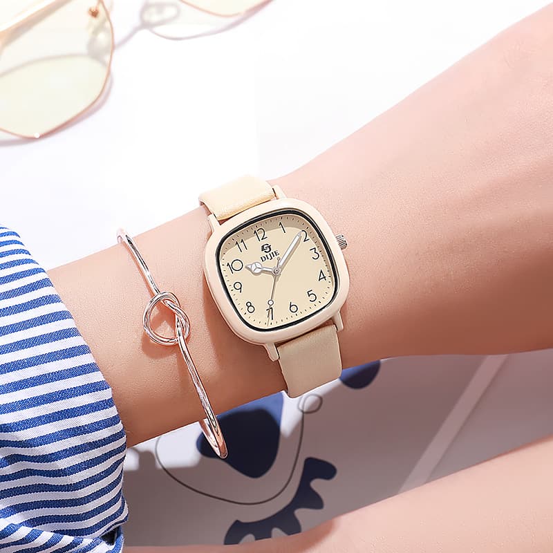 Milk tea color watch, ins style, good-looking, female model for exams for middle and high school students, forest style, small fresh niche design 9