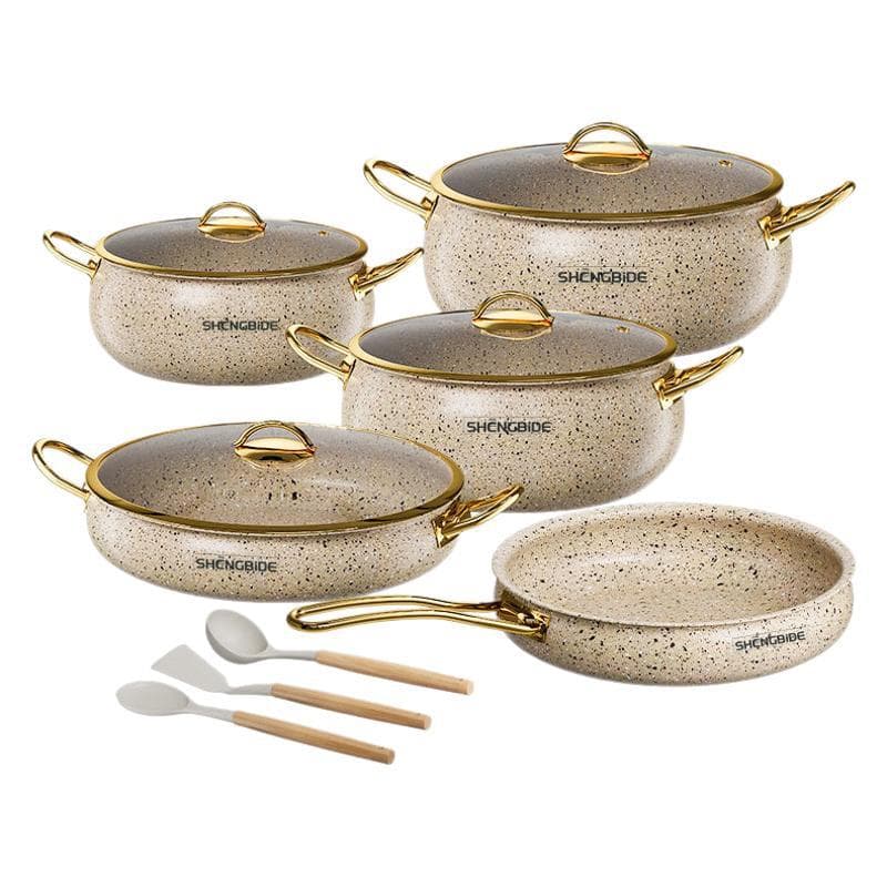 Stainless steel pot 12-piece set 304 three-layer steel non-stick pot set with silicone spatula kitchen supplies pot set 6