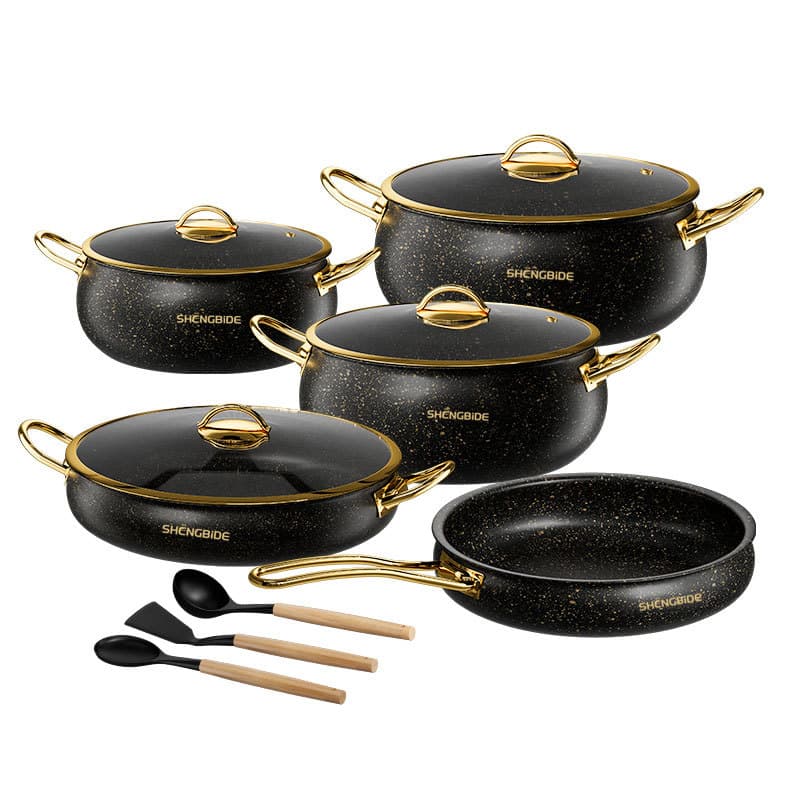 Stainless steel pot 12-piece set 304 three-layer steel non-stick pot set with silicone spatula kitchen supplies pot set 7