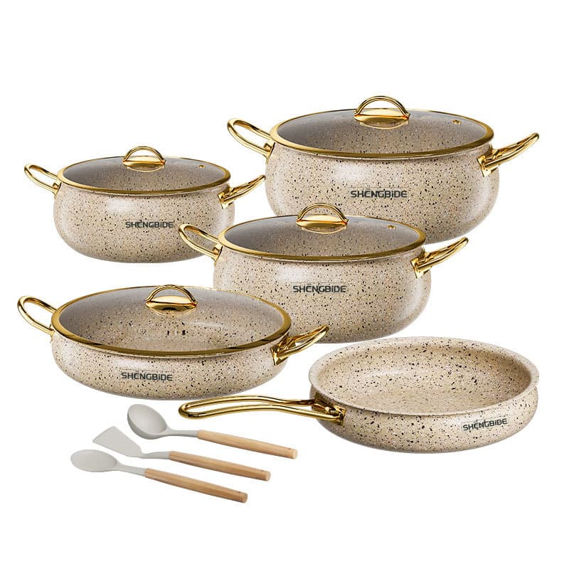 Stainless steel pot 12-piece set 304 three-layer steel non-stick pot set with silicone spatula kitchen supplies pot set 8
