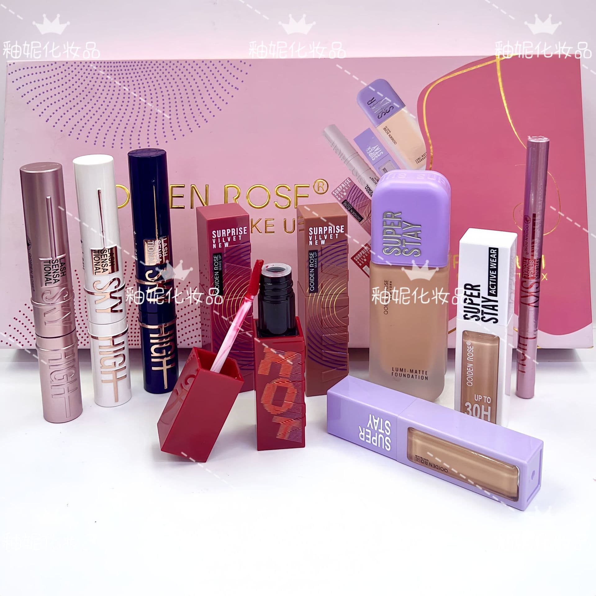 QOIDEN ROSE makeup set makeup stage long-lasting curling mascara concealer foundation matte lipstick 4