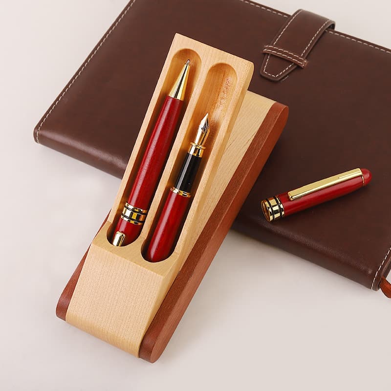 Retro Bamboo Wooden Pen Fountain Pen Gift Set Pair Pen Wooden Ballpoint Pen Graduation Gift Signature Pen Water Pen Wholesale 7