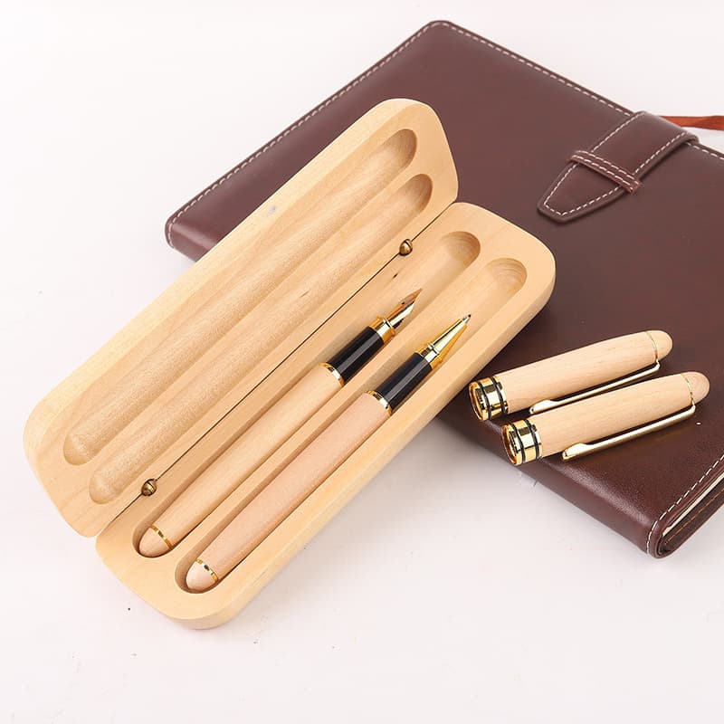 Ready supply of retro bamboo and wood fountain pen gift set pair of pen wooden ballpoint pen graduation gift signature pen wholesale 7