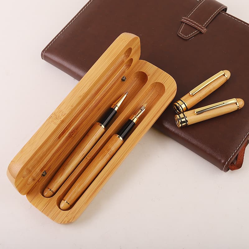 Ready supply of retro bamboo and wood fountain pen gift set pair of pen wooden ballpoint pen graduation gift signature pen wholesale 8