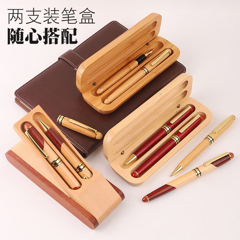 Ready supply of retro bamboo and wood fountain pen gift set pair of pen wooden ballpoint pen graduation gift signature pen wholesale 1