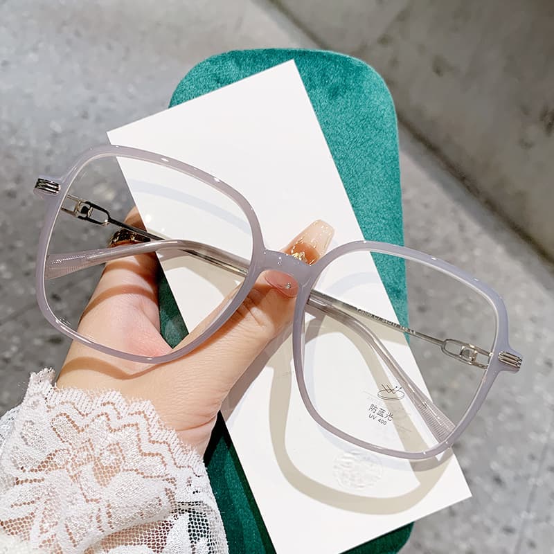 5590 Korean style square frame temples hollow design glasses frame for women without makeup whitening olive flat mirror glasses frame 4