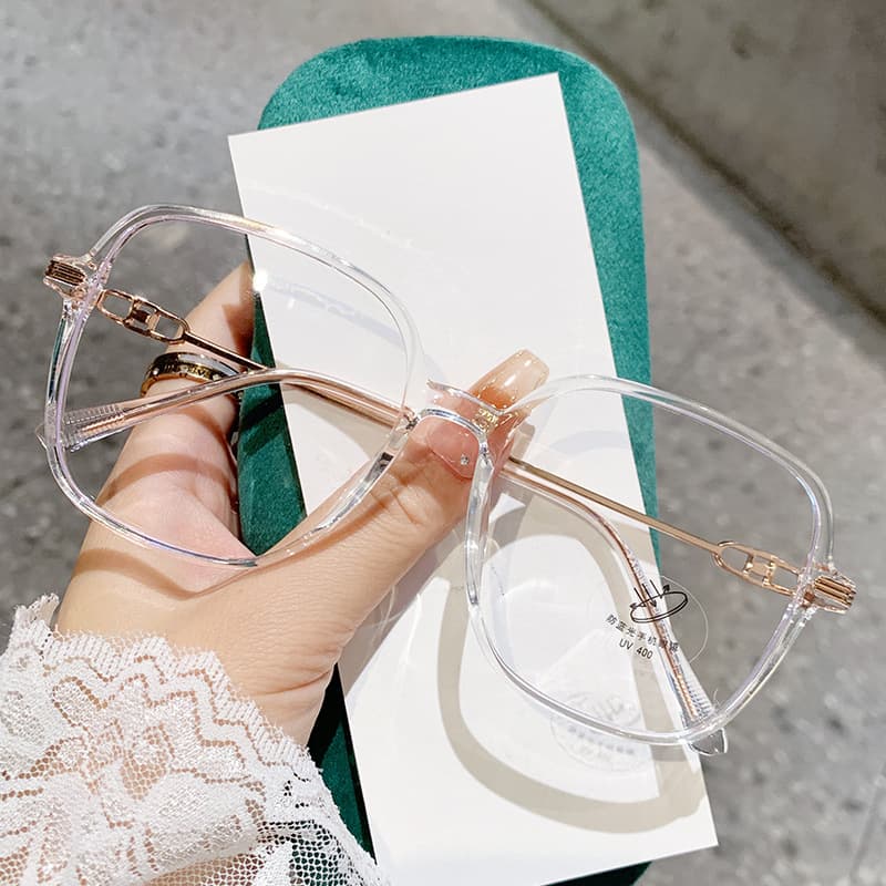 5590 Korean style square frame temples hollow design glasses frame for women without makeup whitening olive flat mirror glasses frame 5