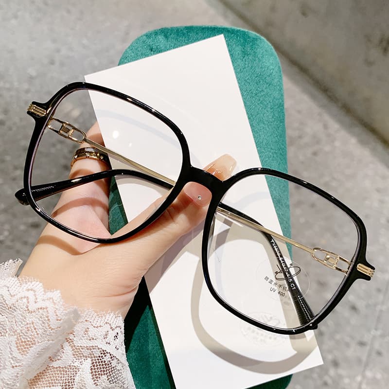 5590 Korean style square frame temples hollow design glasses frame for women without makeup whitening olive flat mirror glasses frame 7