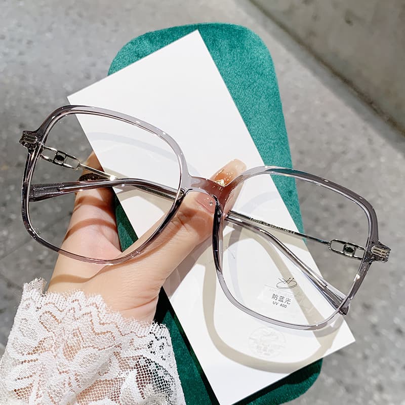 5590 Korean style square frame temples hollow design glasses frame for women without makeup whitening olive flat mirror glasses frame 10