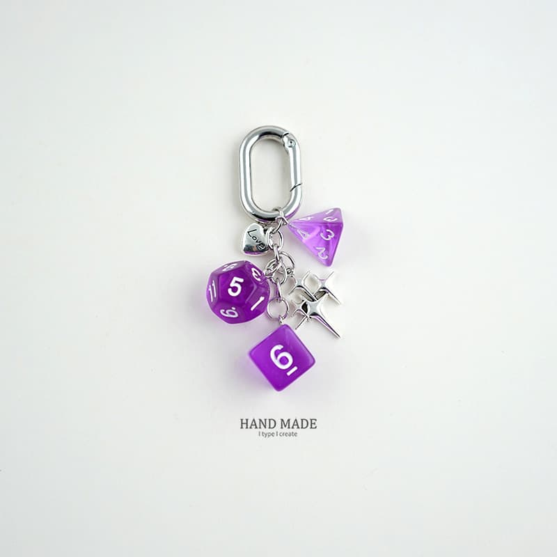 Xiaohongshu hot selling good luck dice string original keychain high-end multi-element trendy bag pendant waist pendant 9