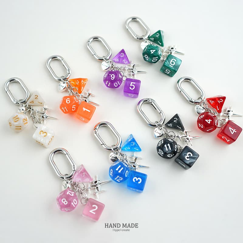 Xiaohongshu hot selling good luck dice string original keychain high-end multi-element trendy bag pendant waist pendant 1