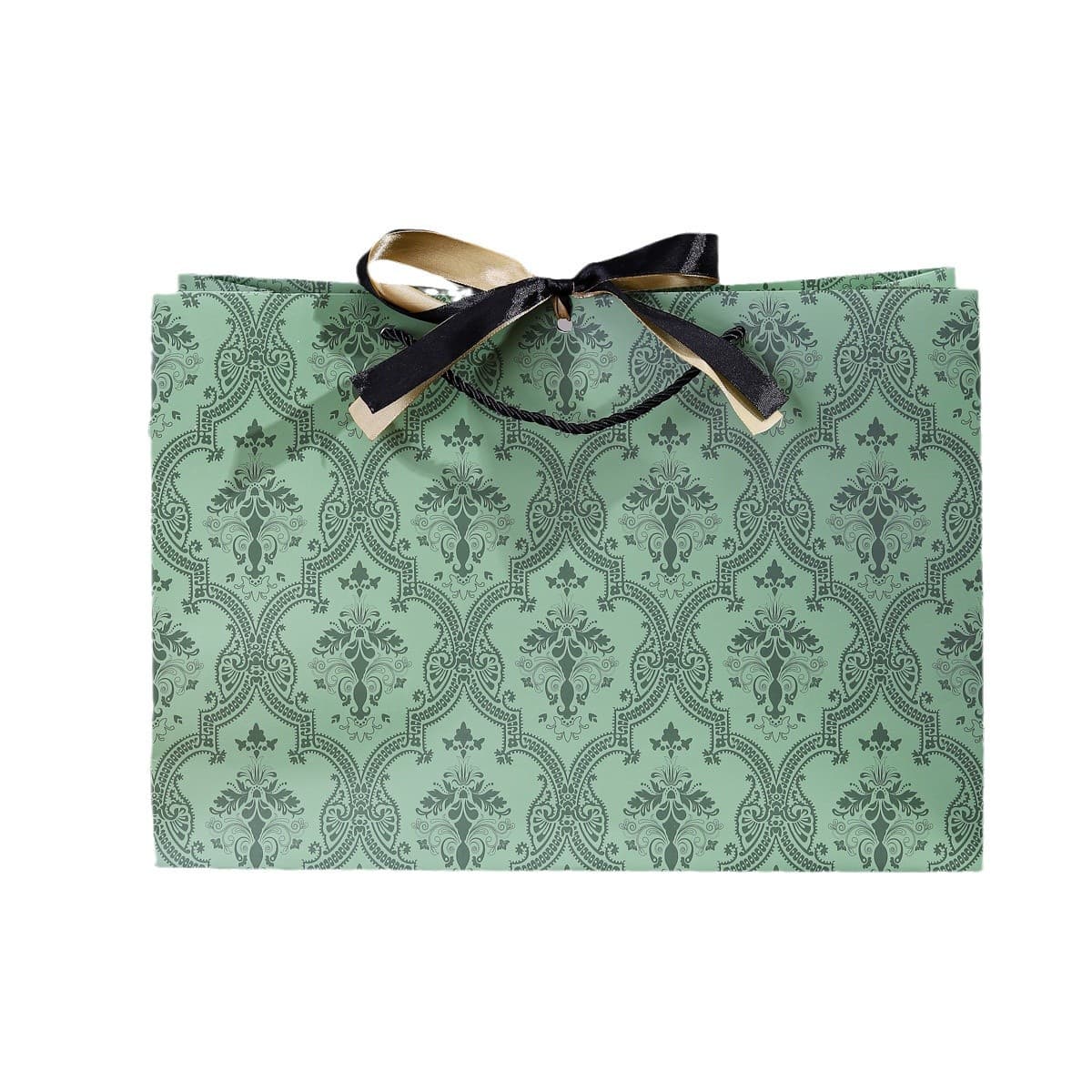 Green high-end gift bag, hand-held paper bag, bow holiday gift bag, printed logo, ready-made candy bag 6