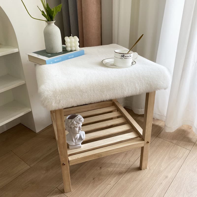 Imitation rabbit fur bedside table mat, short plush chair mat, dressing table tabletop decorative mat, dining table cloth, desk mat, coffee table mat 1