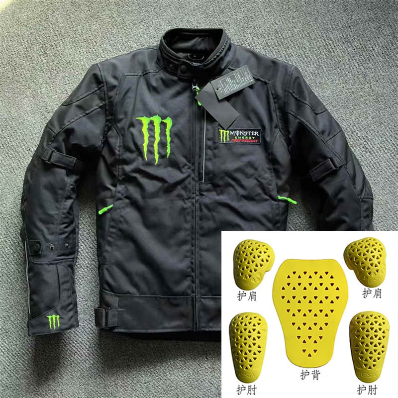 Winter motorcycle riding jacket men's cold-proof and warm motorcycle rider equipment anti-fall and wear-resistant black 5